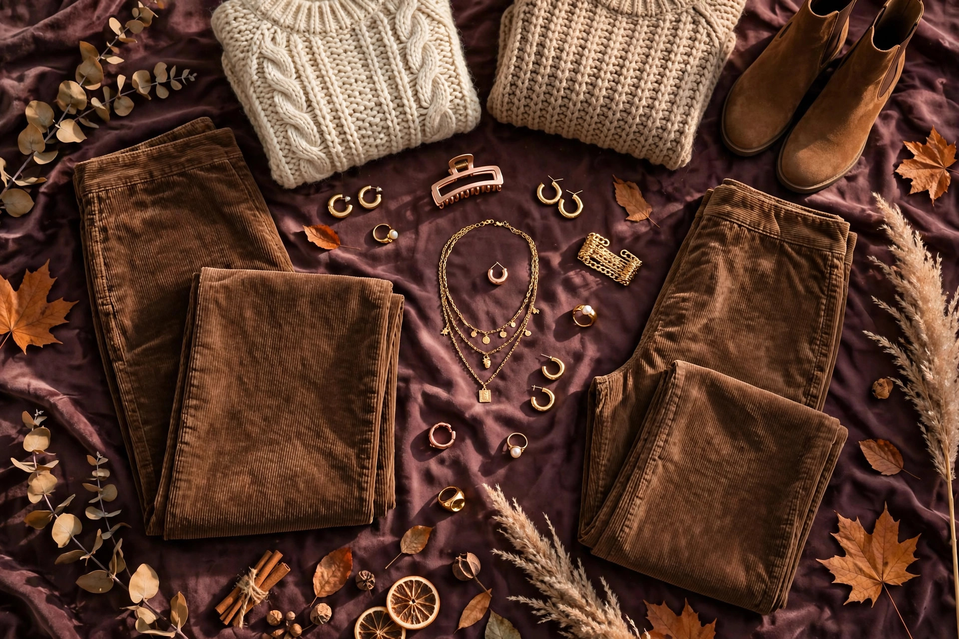Best corduroy pants on Amazon 2026 — women's brown corduroy pants styled with fall knits and boots
