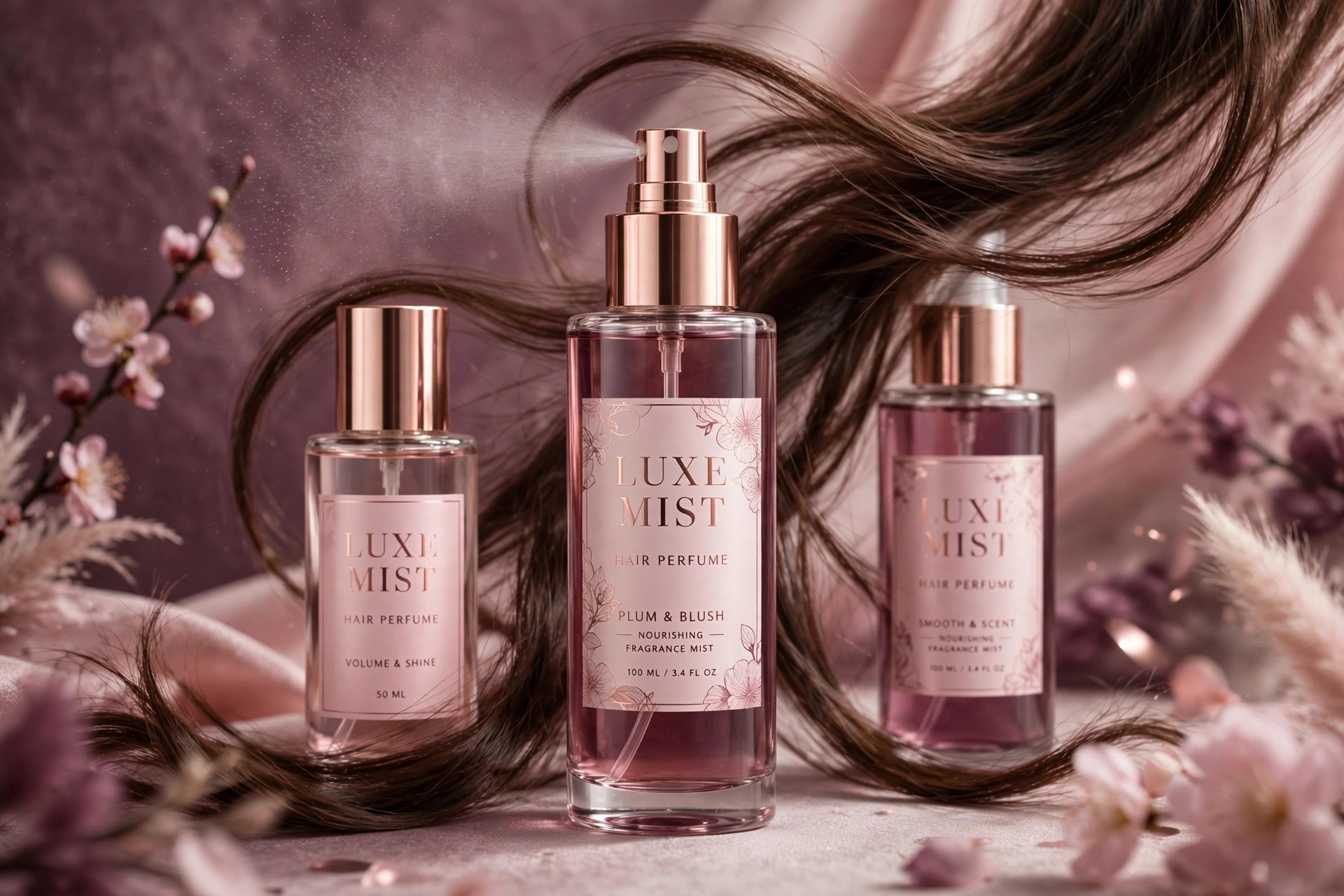 6 best luxury hair perfumes on Amazon (2026) — designer hair mist bottles in plum and blush tones