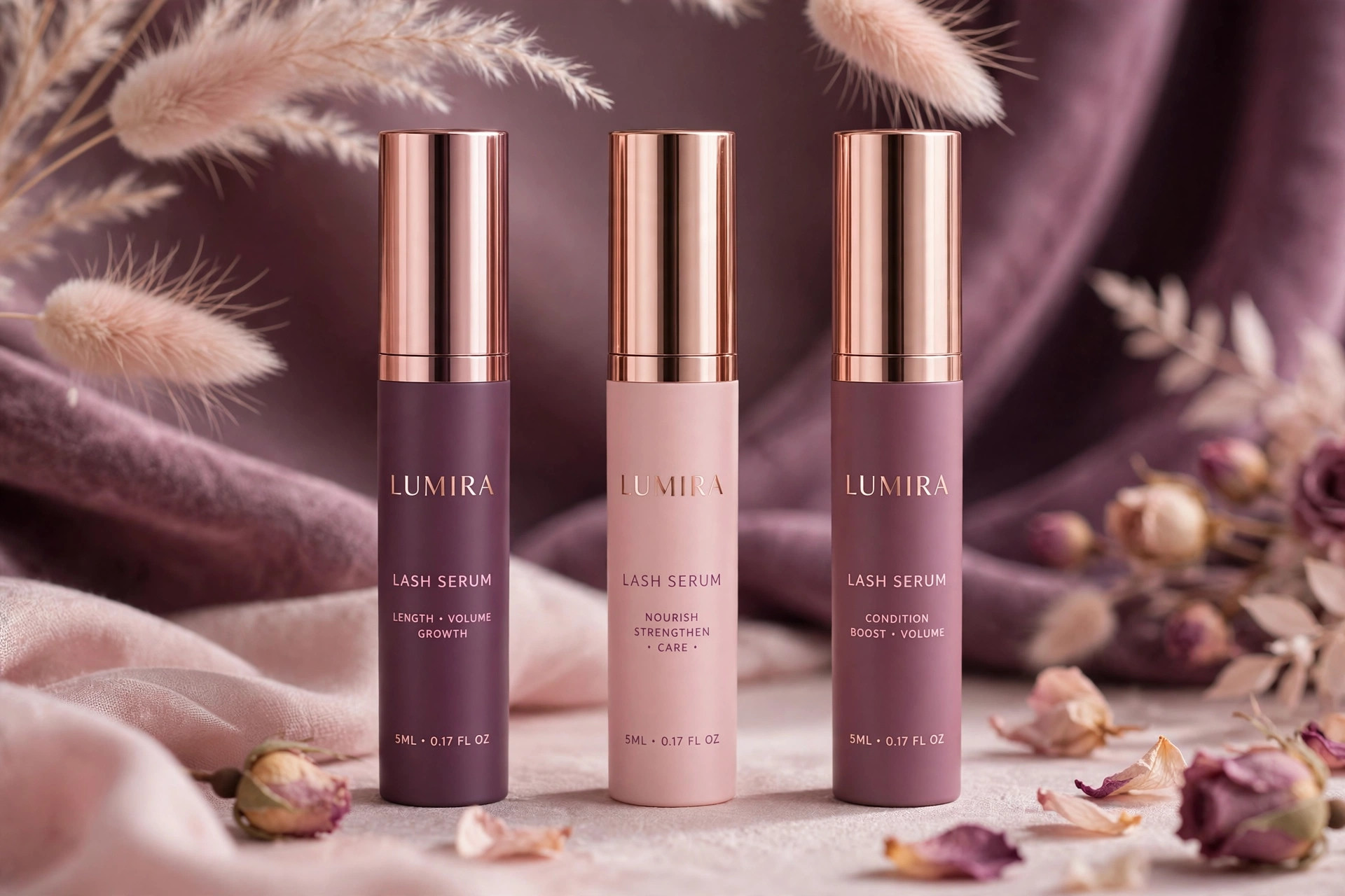 6 best luxury lash serums on Amazon (2026) — prestige lash serum tubes in a luxury still life