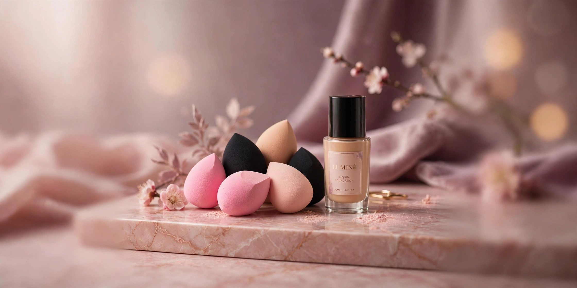 Best luxury makeup sponge on Amazon 2026 — premium beauty sponges on a rose-gold vanity