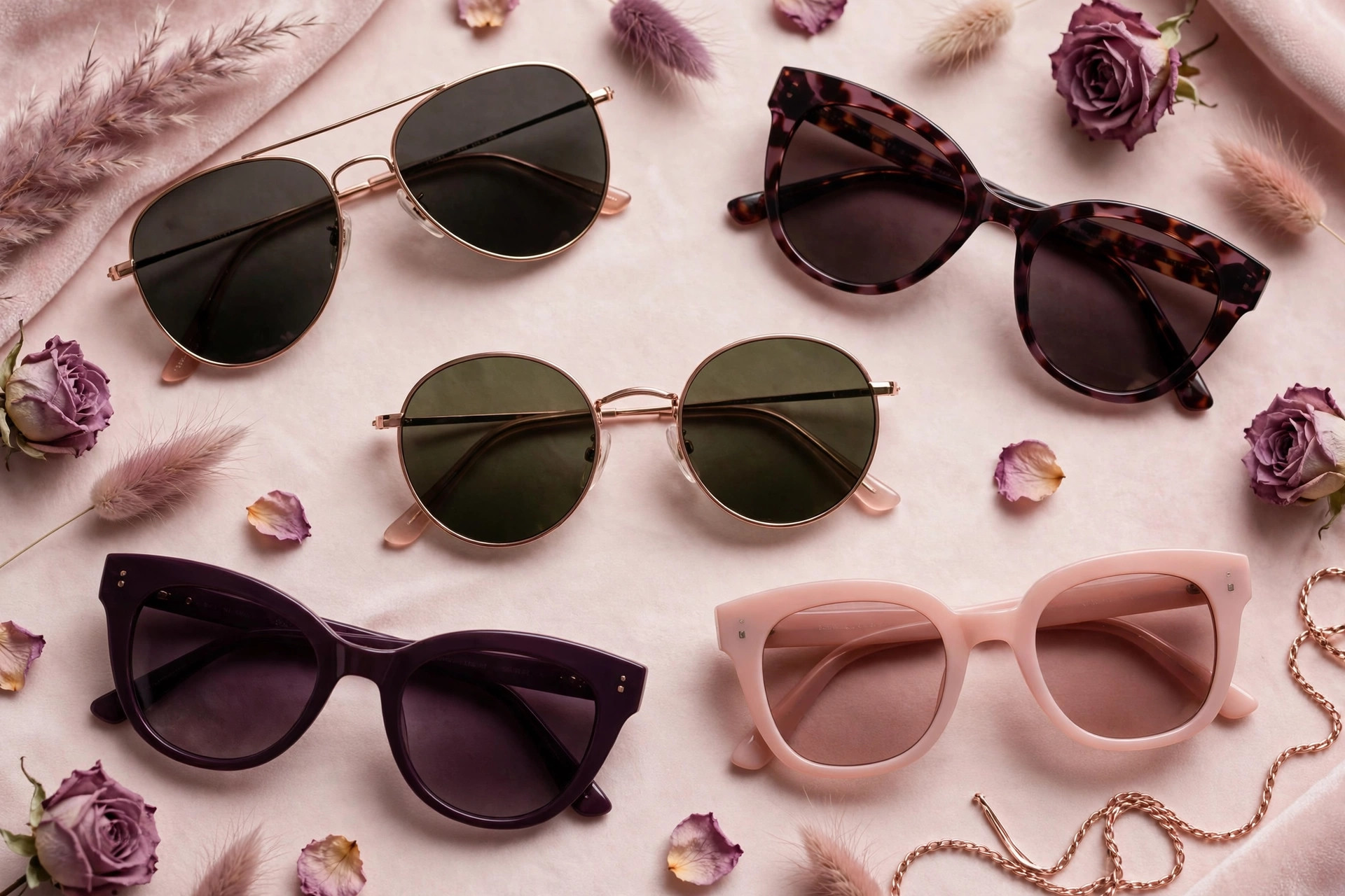 Best sunglasses on Amazon 2026 aviator cat eye and retro sunglasses flat lay
