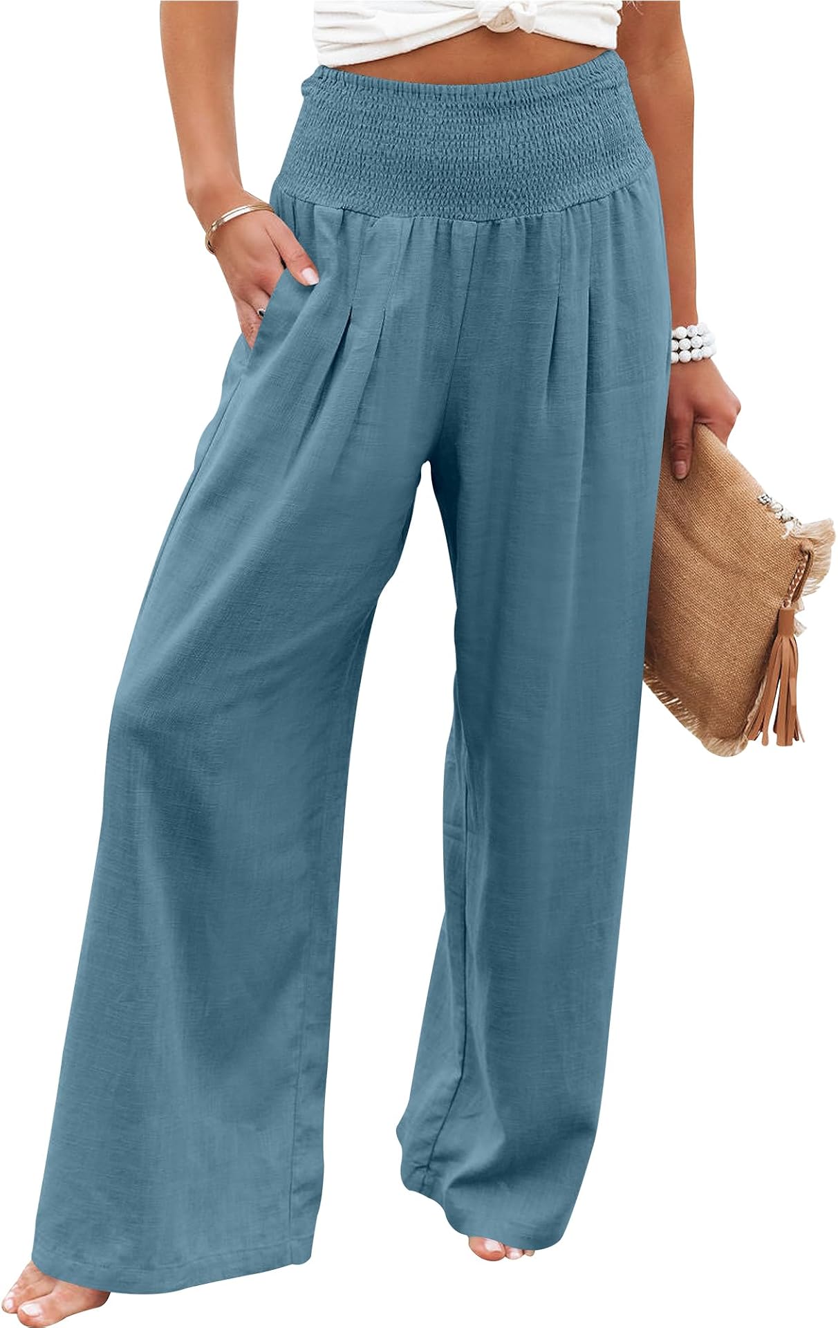 ANRABESS Women's Wide Leg Palazzo Pants with Pockets