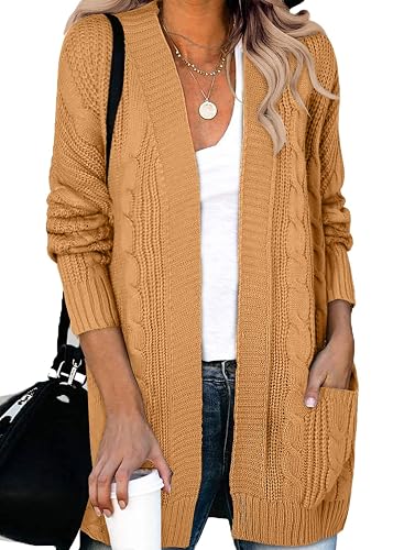 Dokotoo Women's Open Front Long Cardigan with Pockets