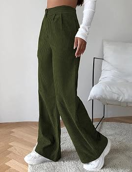 Himosyber Women's Wide Leg Corduroy Pants