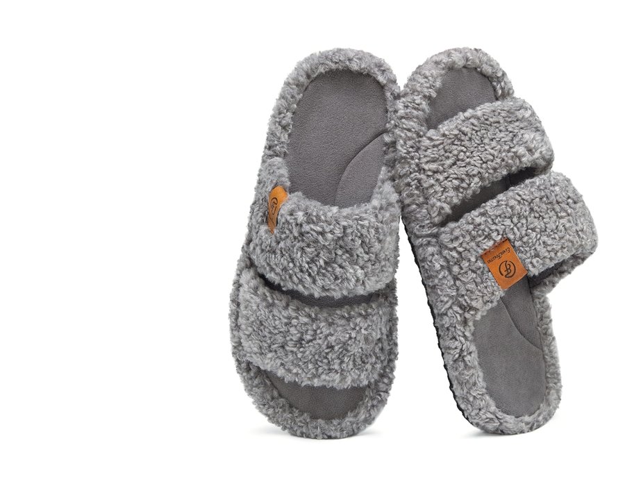 EverFoams Women's Fuzzy Open-Toe Slippers