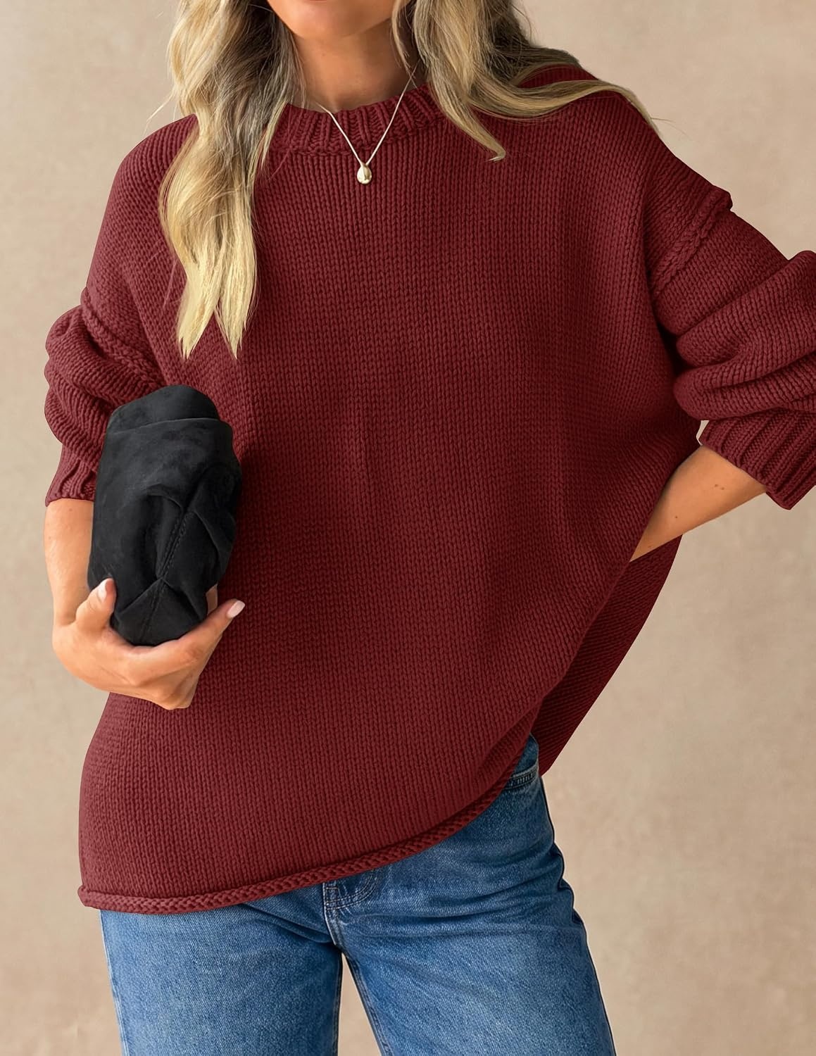 ZESICA Women's 2026 Fall Oversized Chunky Knit Sweater