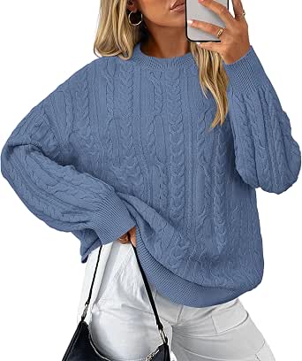 KIRUNDO Women's Oversized Chunky Cable Knit Sweater