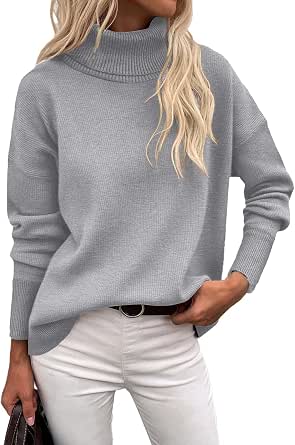 Zeagoo Women's Turtleneck Chunky Knit Pullover Sweater