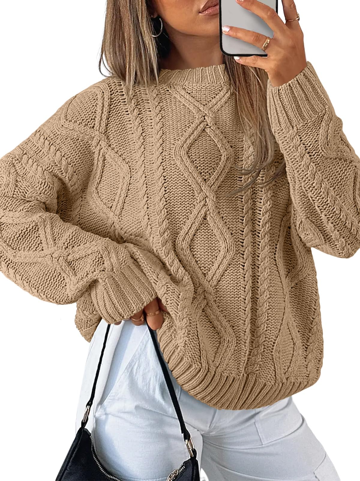 Trendy Queen Women's Oversized Cable Knit Sweater