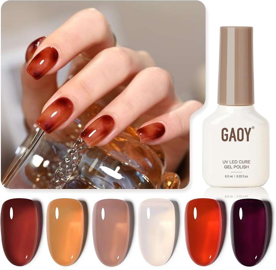 GAOY Tortoise Brown Jelly Gel Nail Polish Set