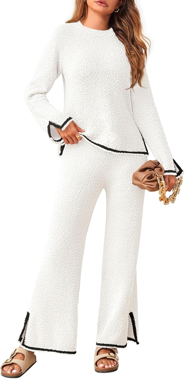 MEROKEETY Women's Fuzzy Fleece Lounge Set