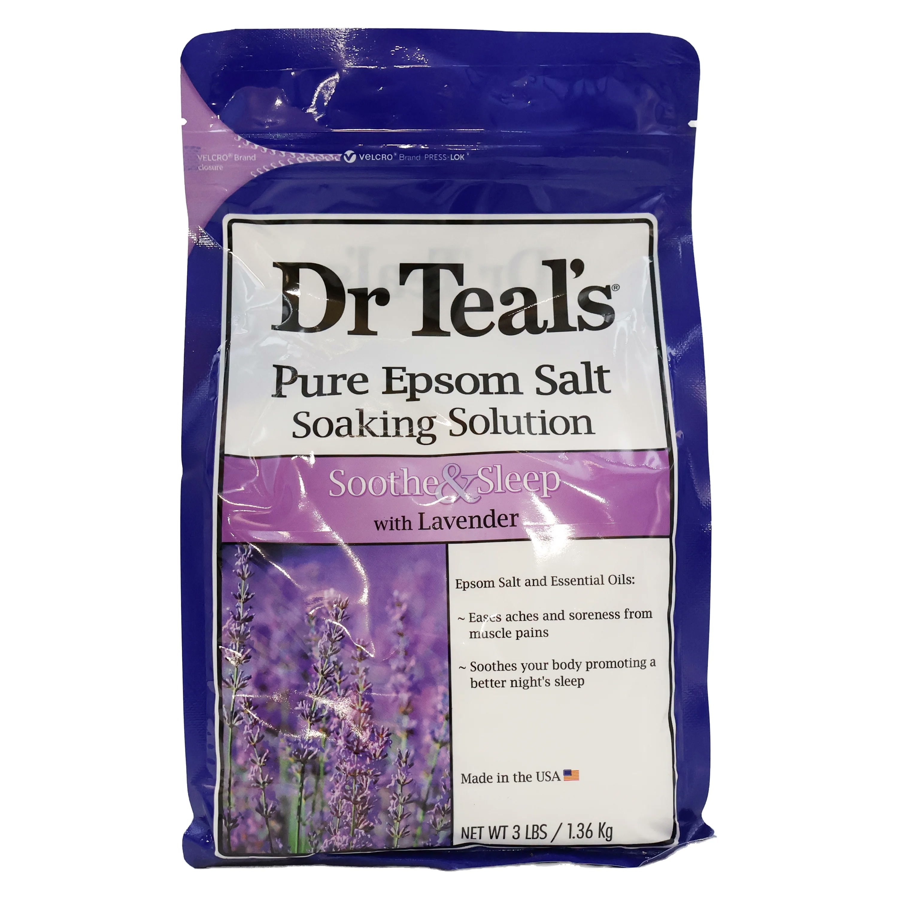 Dr Teal's Pure Epsom Salt Soaking Solution — Soothe and Sleep with Lavender