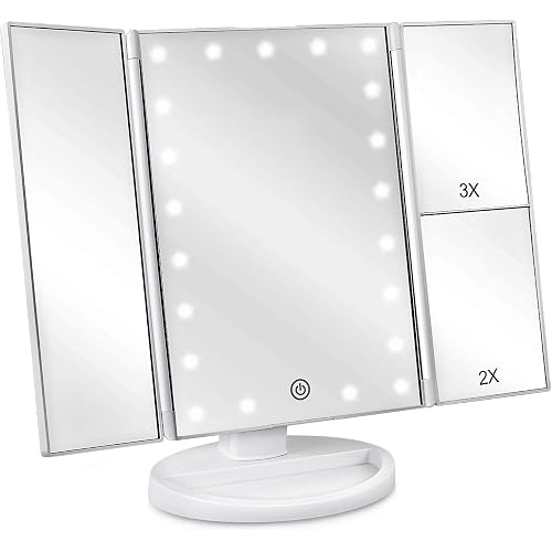 Deweisn Tri-Fold Lighted Vanity Mirror