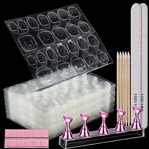 Teenitor nail adhesive tabs kit with files and cuticle sticks for press on nails