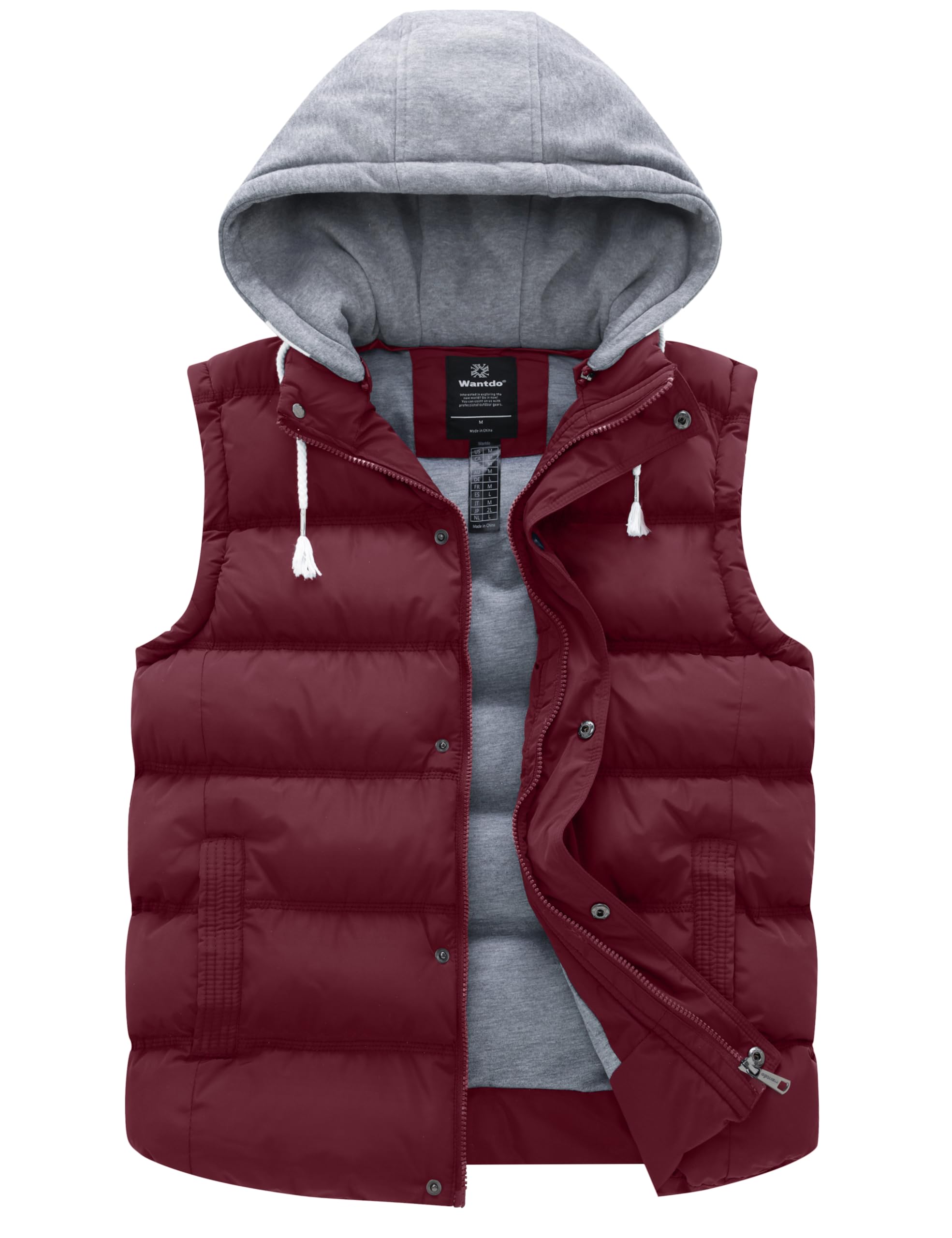 Wantdo Women's Water-Resistant Quilted Puffer Vest with Hood