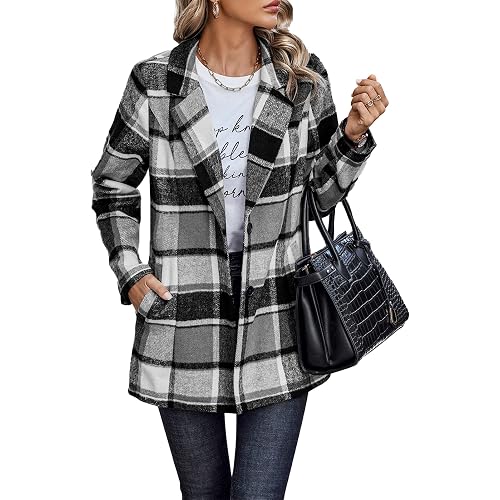 PRETTYGARDEN Women's Plaid Shacket Tartan Trench Coat