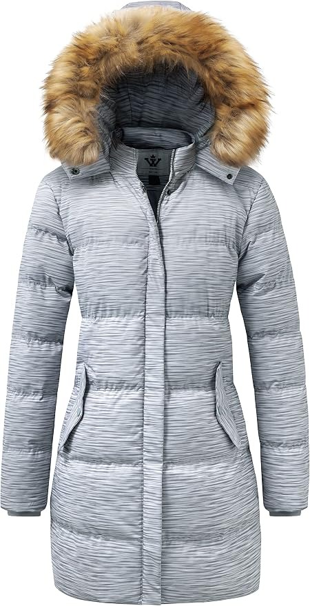 WenVen Women's Winter Thicken Warm Coat with Removable Fur Hood