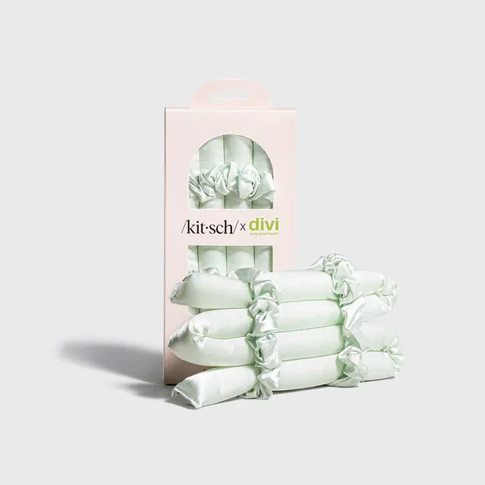 Kitsch Satin Heatless Curling Set — overnight satin curling rod with scrunchies
