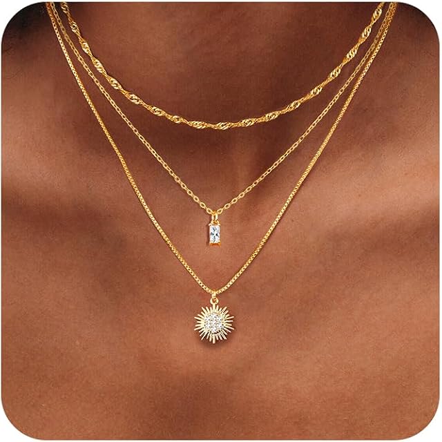 Layered Gold Necklaces Set for Women