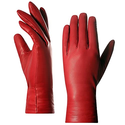 Harssidanzar Women's Leather Touchscreen Gloves