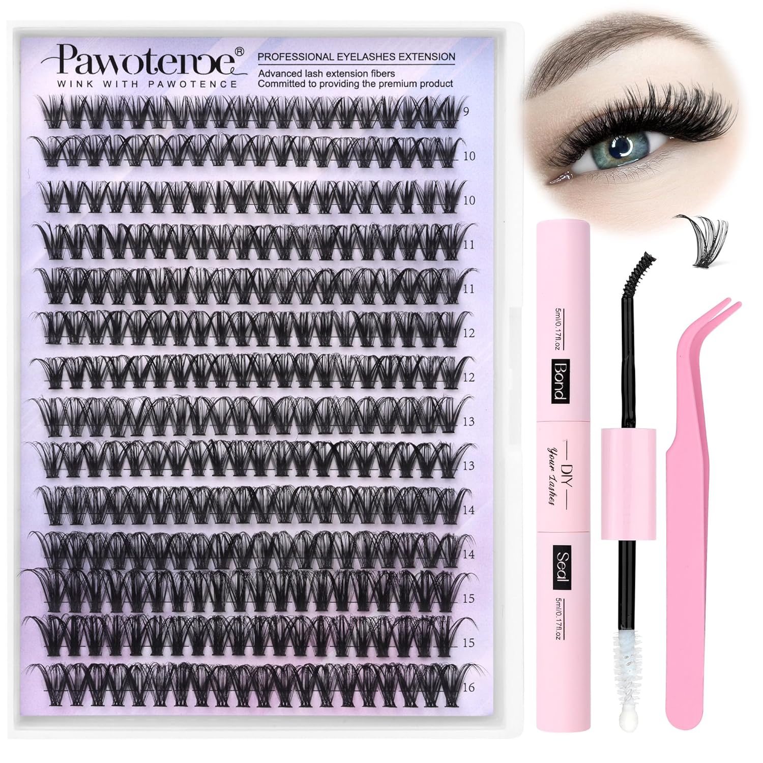 Pawotence Lash Clusters Kit 280pcs