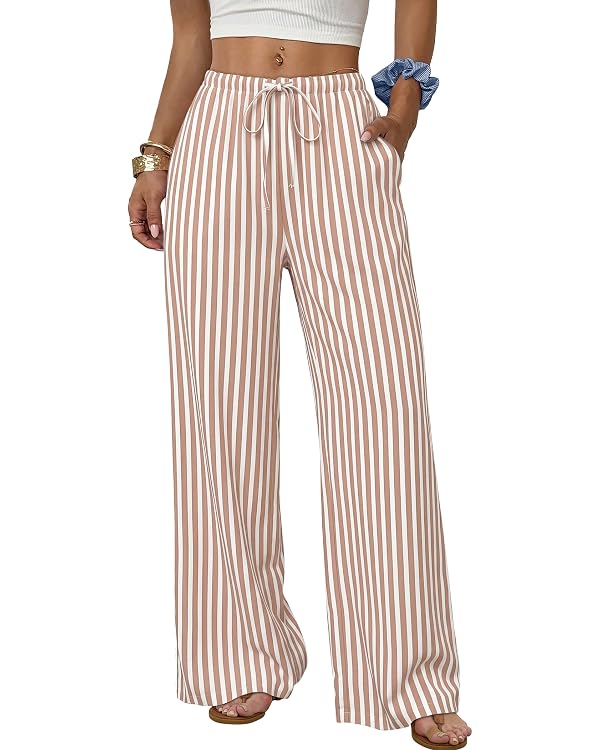 Sampeel Women's Wide Leg Palazzo Pants with Pockets