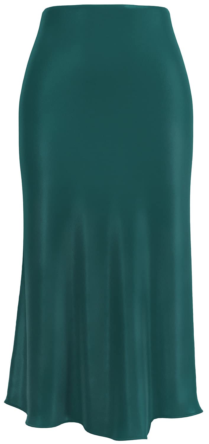 Soowalaoo Women's Satin Midi Skirt