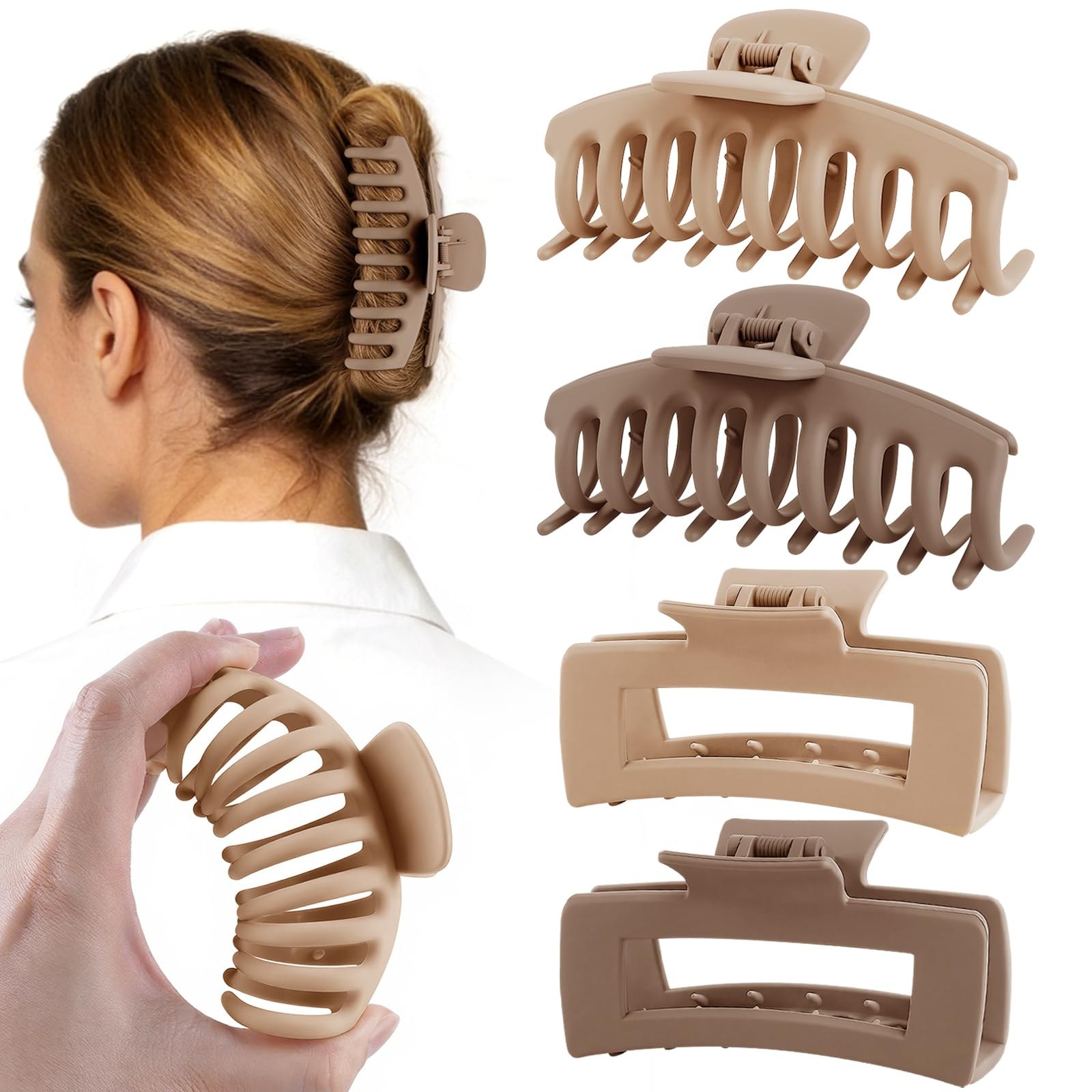 TOCESS Large Matte Hair Claw Clips