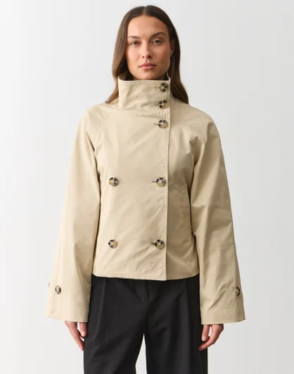 Women's Cropped Trench Coat with funnel neck