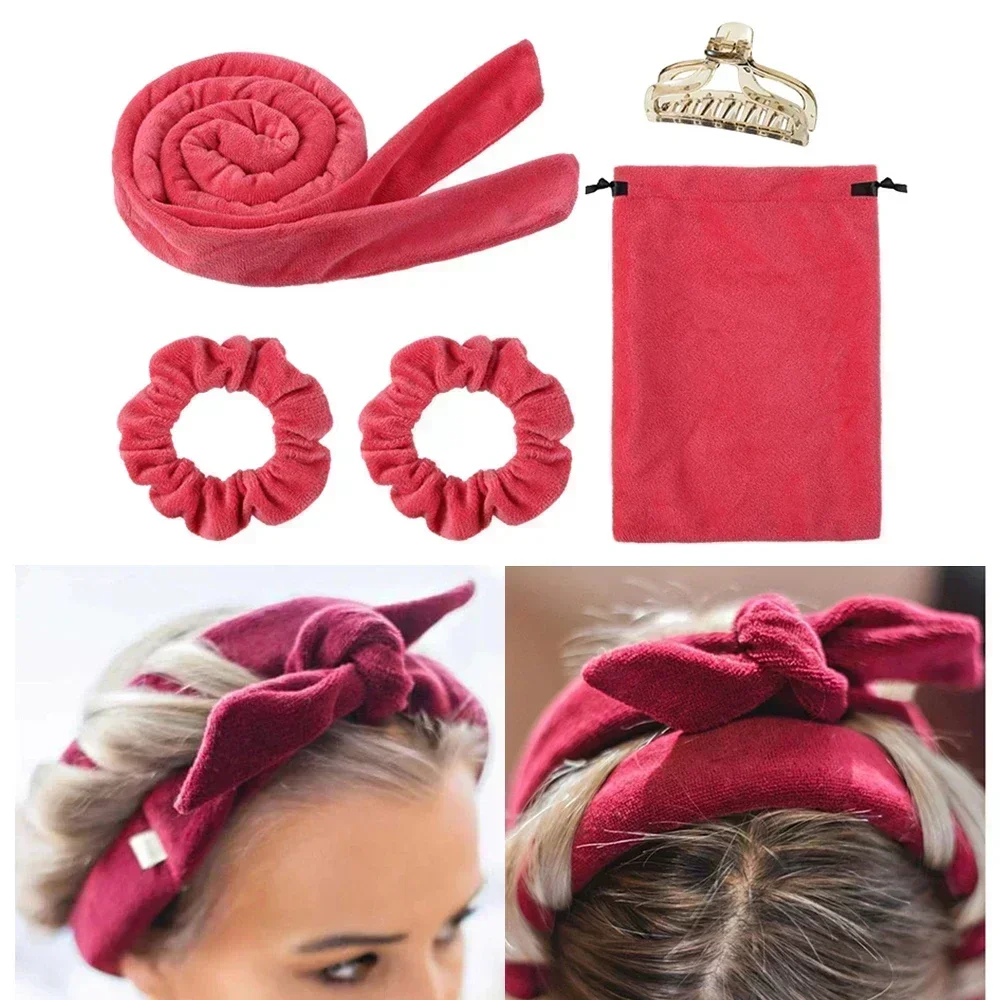Heatless Curling Rod Headband in velour — budget overnight curling rod