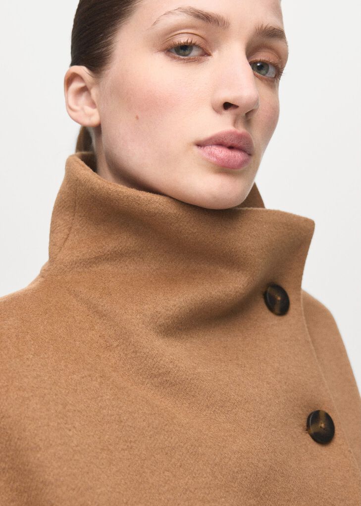 Women's Wool-Blend Funnel-Neck Coat